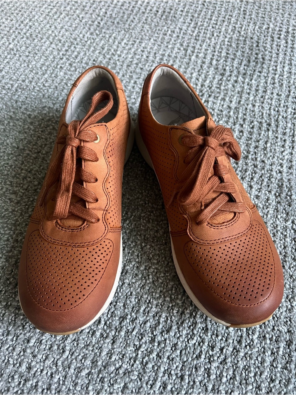 Dansko Women's Perforated Lace-Up Sneakers in Cognac Brown